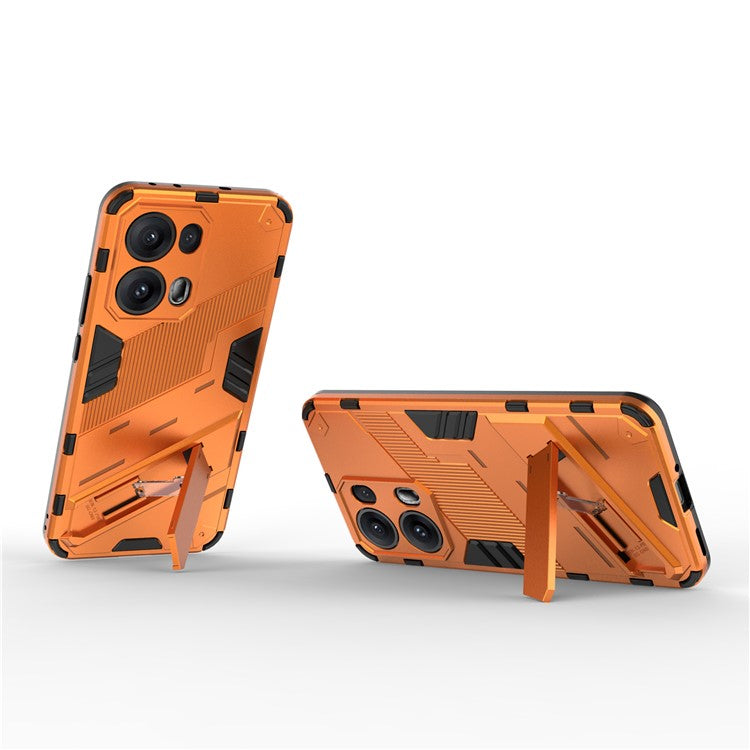 For Oppo Reno13 Pro 5G Case PC + TPU Shockproof Phone Cover with Kickstand - Orange