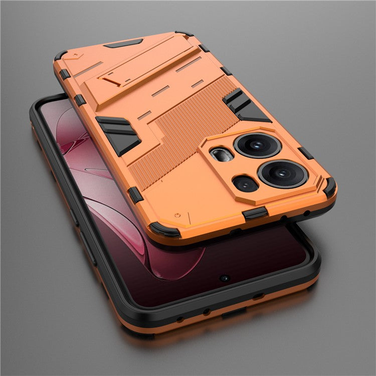 For Oppo Reno13 Pro 5G Case PC + TPU Shockproof Phone Cover with Kickstand - Orange