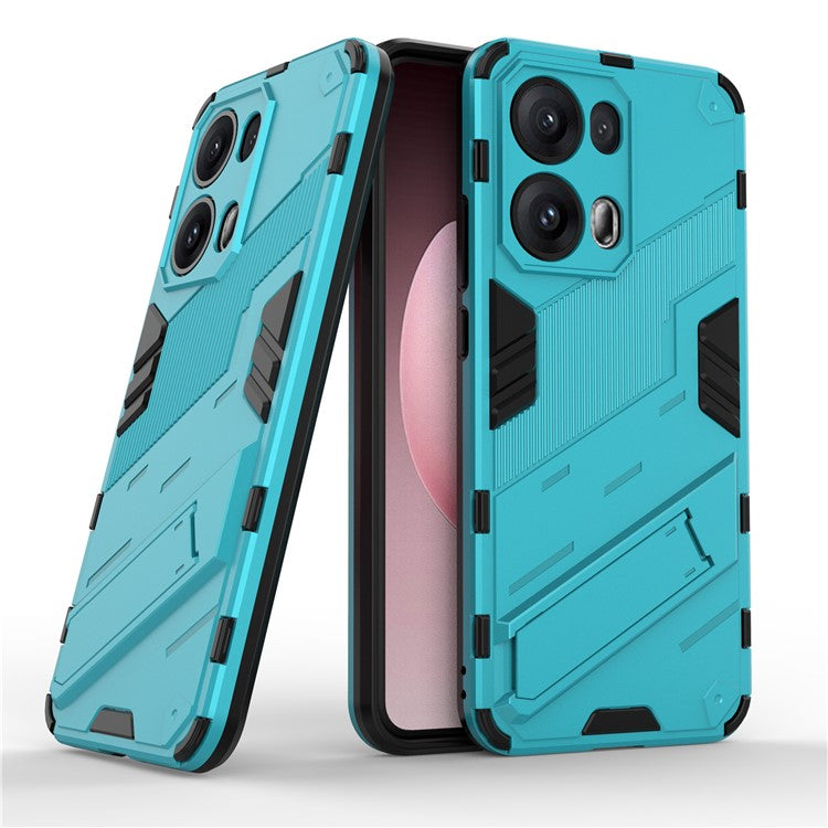 For Oppo Reno13 Pro 5G Case PC + TPU Shockproof Phone Cover with Kickstand - Baby Blue