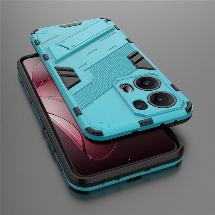 For Oppo Reno13 Pro 5G Case PC + TPU Shockproof Phone Cover with Kickstand - Baby Blue