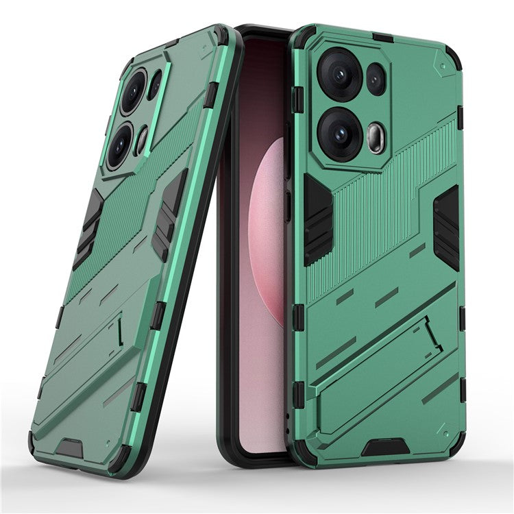 For Oppo Reno13 Pro 5G Case PC + TPU Shockproof Phone Cover with Kickstand - Green