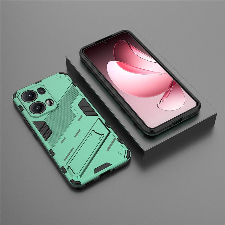 For Oppo Reno13 Pro 5G Case PC + TPU Shockproof Phone Cover with Kickstand - Green