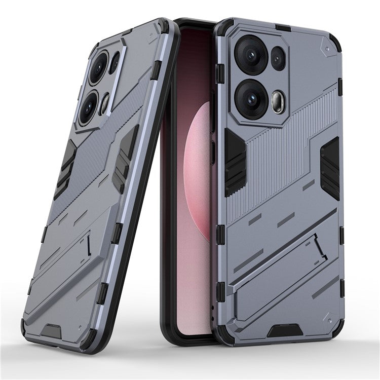 For Oppo Reno13 Pro 5G Case PC + TPU Shockproof Phone Cover with Kickstand - Grey