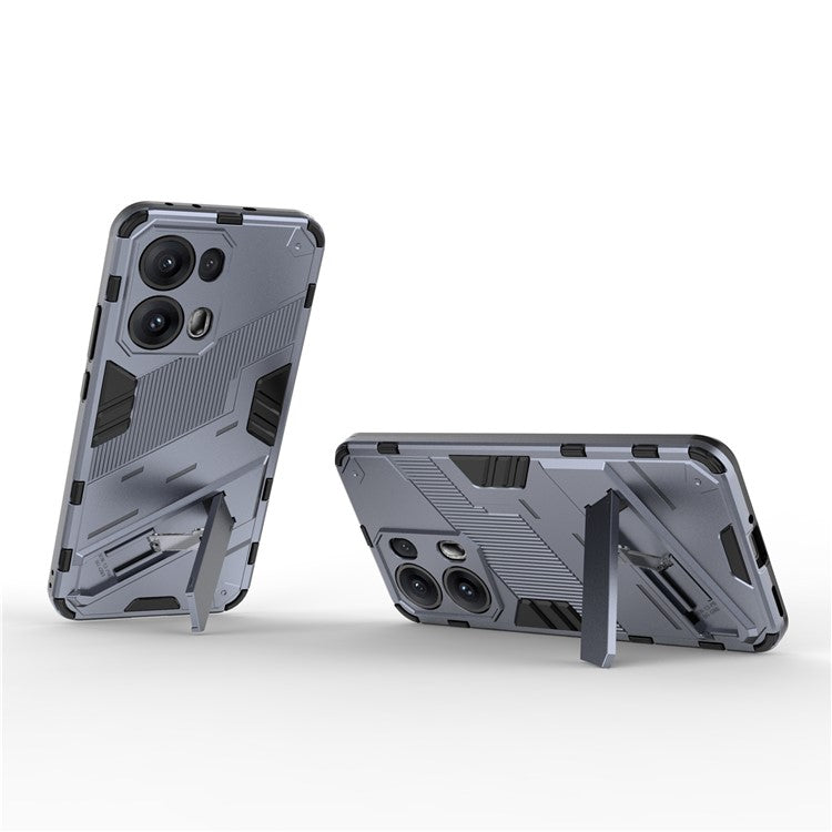 For Oppo Reno13 Pro 5G Case PC + TPU Shockproof Phone Cover with Kickstand - Grey
