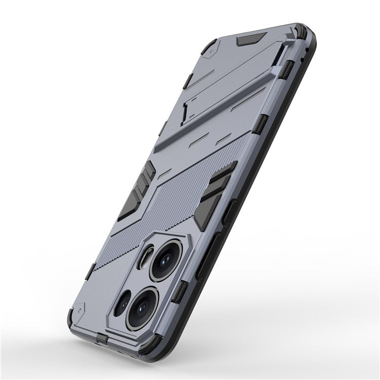 For Oppo Reno13 Pro 5G Case PC + TPU Shockproof Phone Cover with Kickstand - Grey