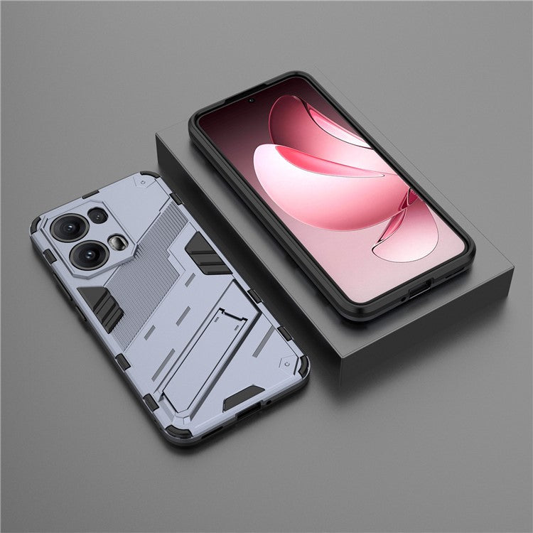 For Oppo Reno13 Pro 5G Case PC + TPU Shockproof Phone Cover with Kickstand - Grey