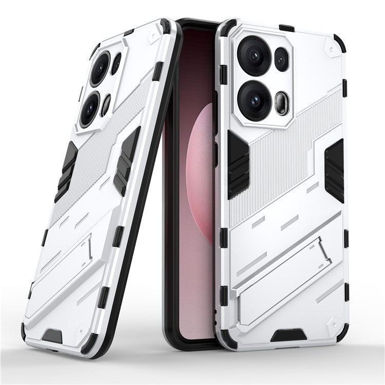 For Oppo Reno13 Pro 5G Case PC + TPU Shockproof Phone Cover with Kickstand - White
