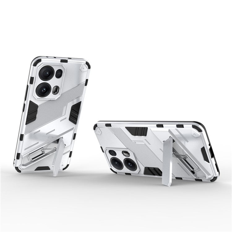 For Oppo Reno13 Pro 5G Case PC + TPU Shockproof Phone Cover with Kickstand - White