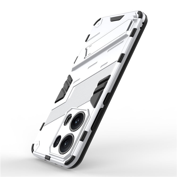 For Oppo Reno13 Pro 5G Case PC + TPU Shockproof Phone Cover with Kickstand - White