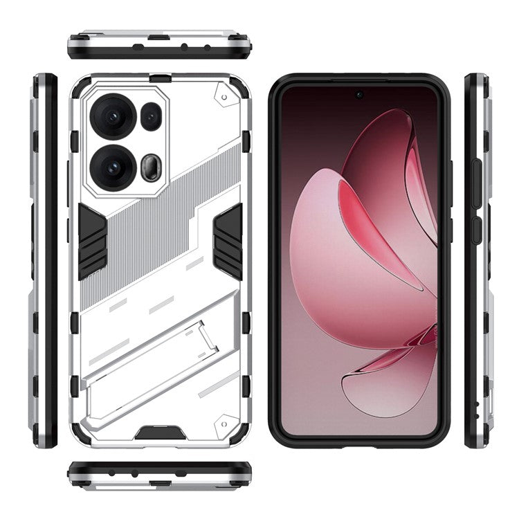 For Oppo Reno13 Pro 5G Case PC + TPU Shockproof Phone Cover with Kickstand - White