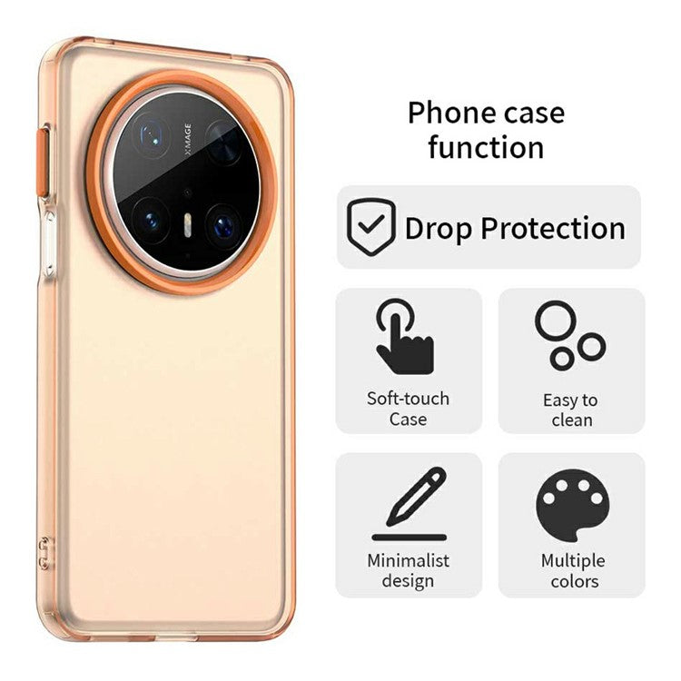 For Huawei Mate 70 Pro / 70 Pro+ Case PC+TPU+PET Matte Anti-Drop Phone Back Cover - Orange