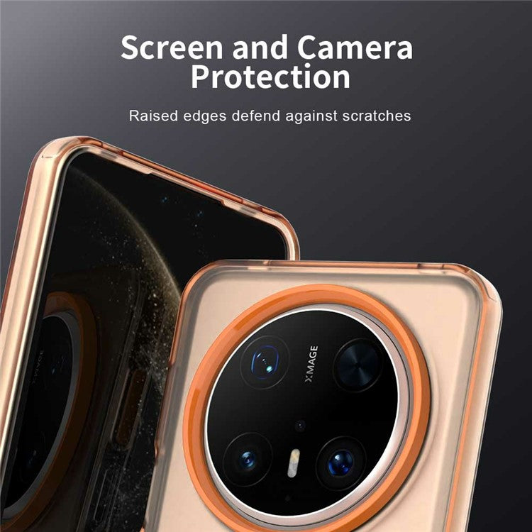For Huawei Mate 70 Pro / 70 Pro+ Case PC+TPU+PET Matte Anti-Drop Phone Back Cover - Orange