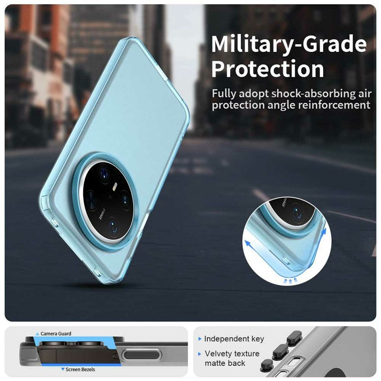 For Huawei Mate 70 Pro / 70 Pro+ Case PC+TPU+PET Matte Anti-Drop Phone Back Cover - Blue