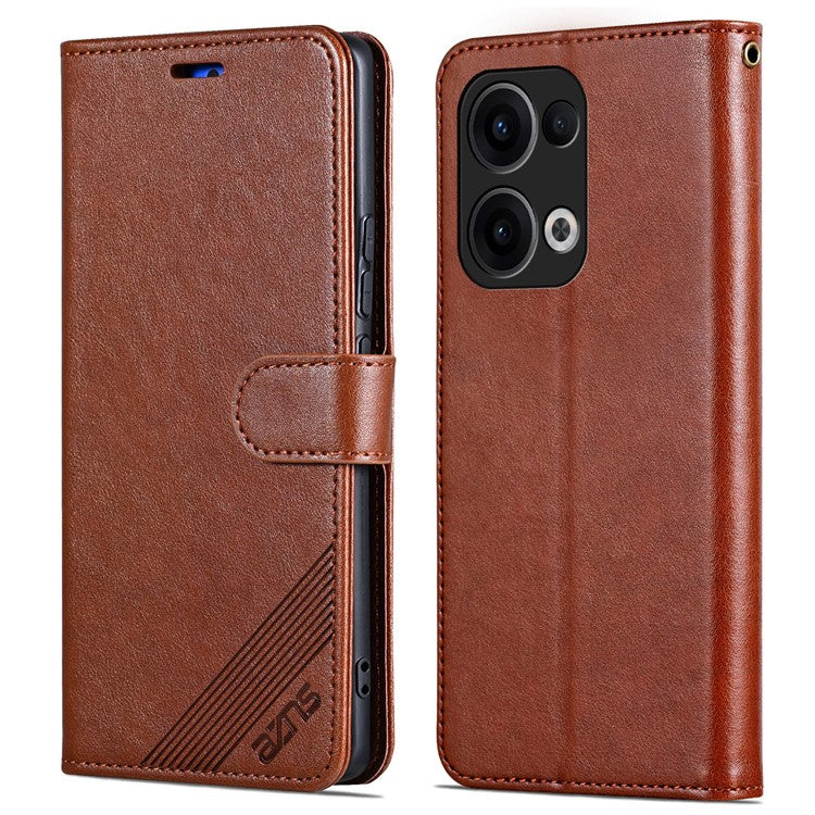 AZNS For Oppo Reno13 5G (Global) Case Anti-Scratch PU Leather Stand Wallet Phone Cover - Brown