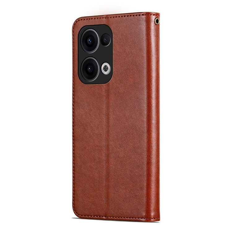 AZNS For Oppo Reno13 5G (Global) Case Anti-Scratch PU Leather Stand Wallet Phone Cover - Brown