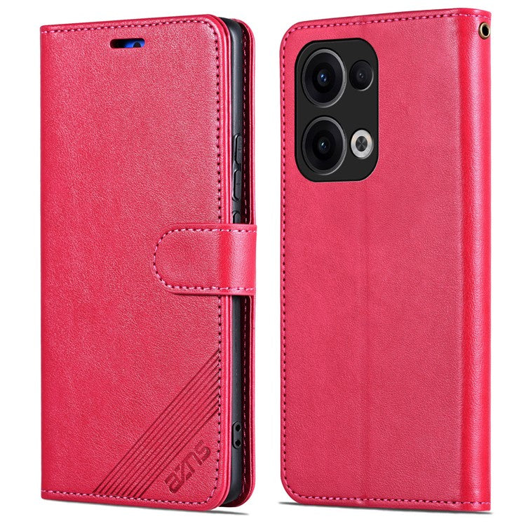 AZNS For Oppo Reno13 5G (Global) Case Anti-Scratch PU Leather Stand Wallet Phone Cover - Red