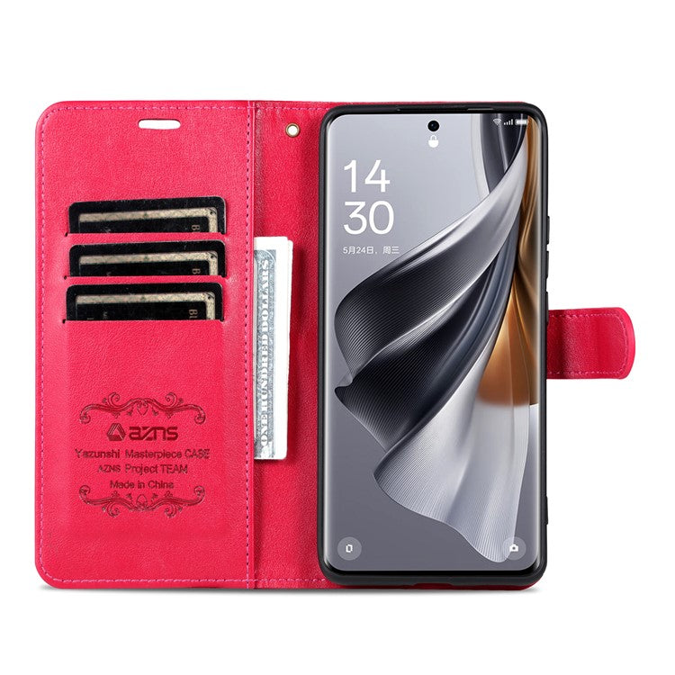 AZNS For Oppo Reno13 5G (Global) Case Anti-Scratch PU Leather Stand Wallet Phone Cover - Red