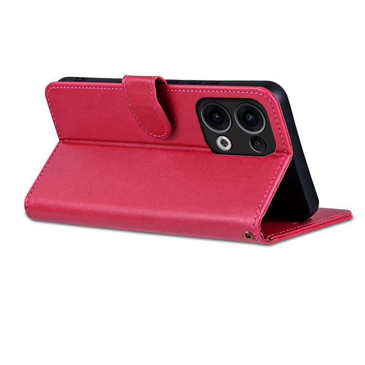 AZNS For Oppo Reno13 5G (Global) Case Anti-Scratch PU Leather Stand Wallet Phone Cover - Red