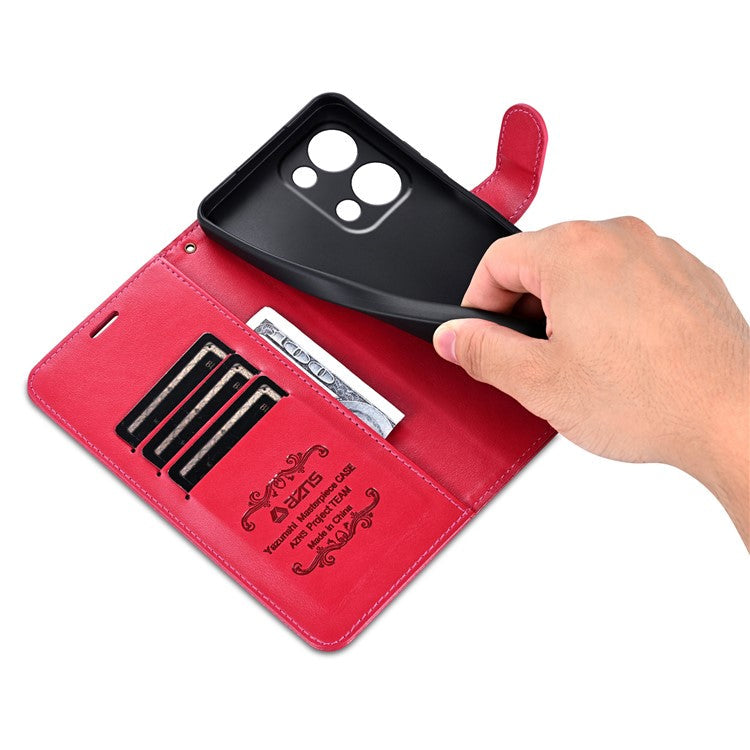 AZNS For Oppo Reno13 5G (Global) Case Anti-Scratch PU Leather Stand Wallet Phone Cover - Red