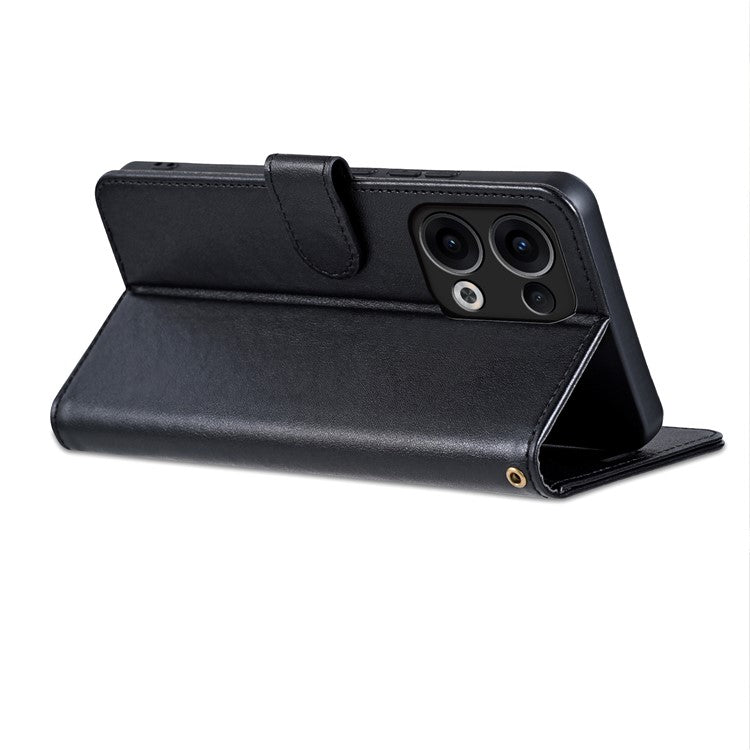 AZNS For Oppo Reno13 5G (Global) Case Anti-Scratch PU Leather Stand Wallet Phone Cover - Black