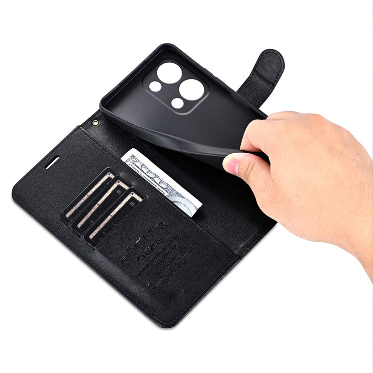 AZNS For Oppo Reno13 5G (Global) Case Anti-Scratch PU Leather Stand Wallet Phone Cover - Black