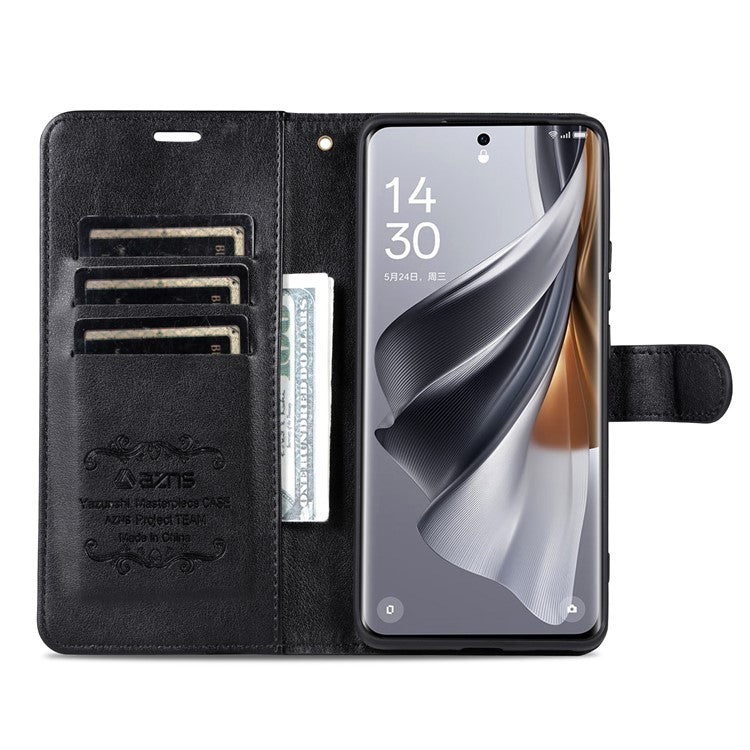AZNS For Oppo Reno13 Pro 5G Case Anti-Scratch PU Leather Stand Wallet Phone Cover - Black