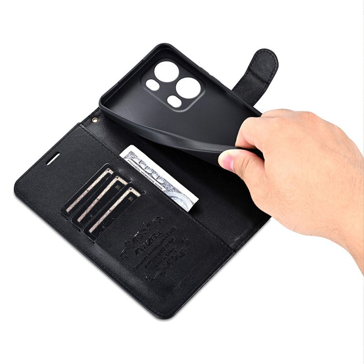 AZNS For Oppo Reno13 Pro 5G Case Anti-Scratch PU Leather Stand Wallet Phone Cover - Black