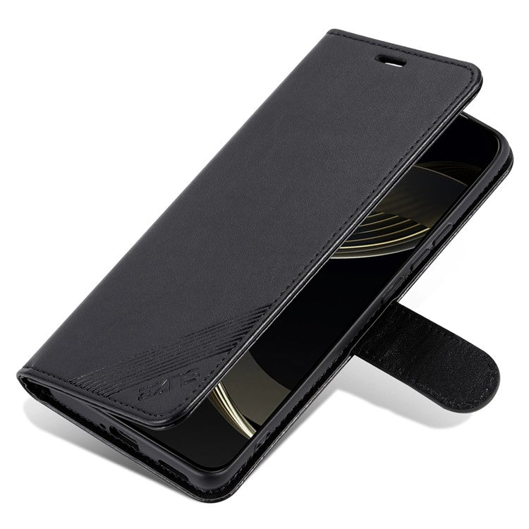 AZNS For Oppo Reno13 Pro 5G Case Anti-Scratch PU Leather Stand Wallet Phone Cover - Black
