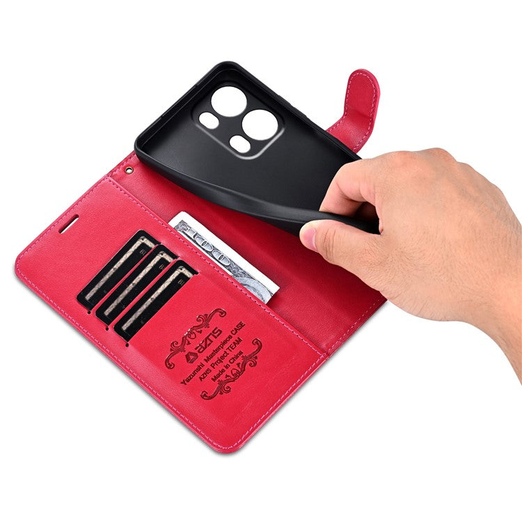 AZNS For Oppo Reno13 Pro 5G Case Anti-Scratch PU Leather Stand Wallet Phone Cover - Red