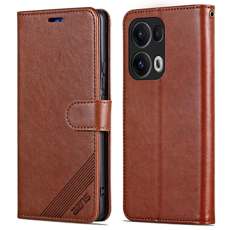 AZNS For Oppo Reno13 Pro 5G Case Anti-Scratch PU Leather Stand Wallet Phone Cover - Brown