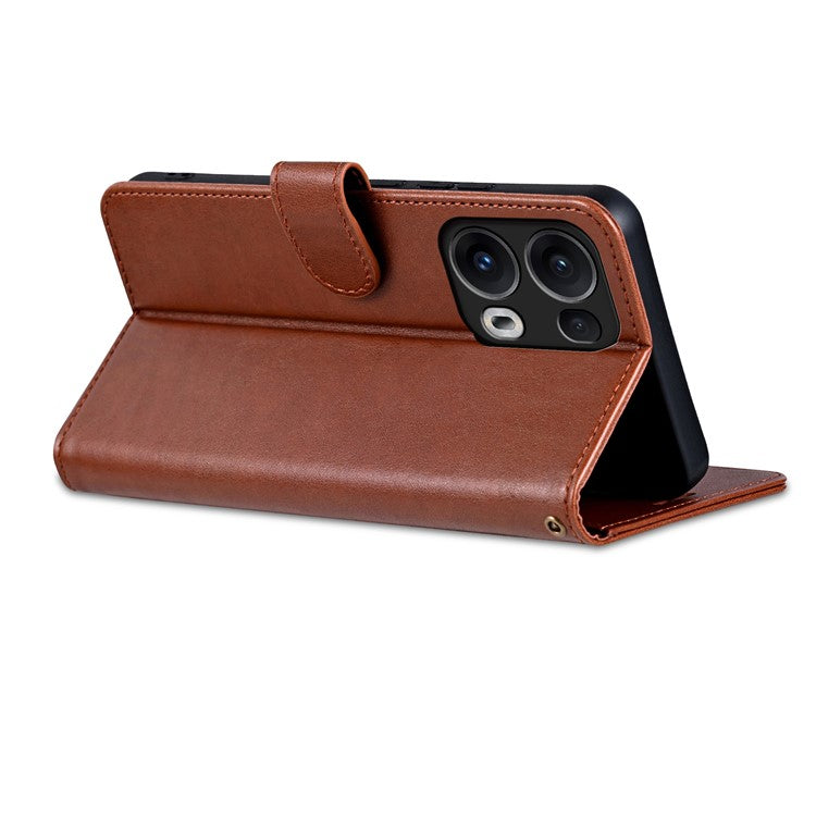 AZNS For Oppo Reno13 Pro 5G Case Anti-Scratch PU Leather Stand Wallet Phone Cover - Brown