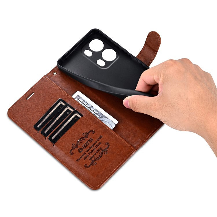 AZNS For Oppo Reno13 Pro 5G Case Anti-Scratch PU Leather Stand Wallet Phone Cover - Brown