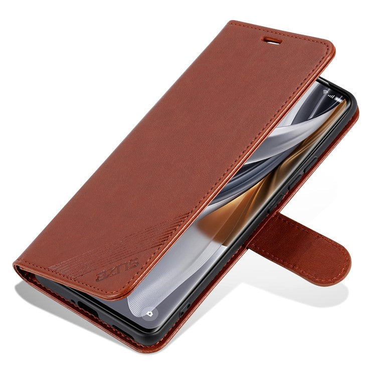 AZNS For Oppo Reno13 Pro 5G Case Anti-Scratch PU Leather Stand Wallet Phone Cover - Brown