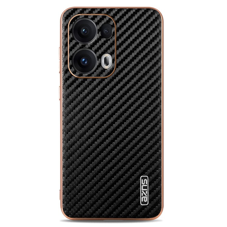 AZNS For Oppo Reno13 Pro 5G Case Electroplating Carbon Fiber Texture PU + TPU Phone Cover - Black
