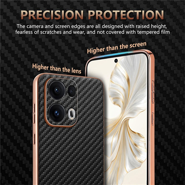 AZNS For Oppo Reno13 Pro 5G Case Electroplating Carbon Fiber Texture PU + TPU Phone Cover - Black