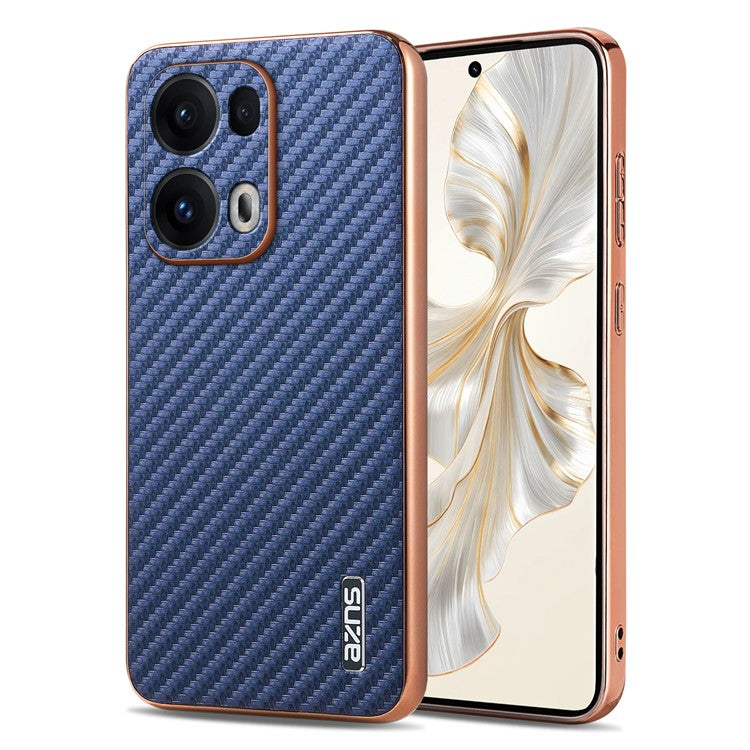 AZNS For Oppo Reno13 Pro 5G Case Electroplating Carbon Fiber Texture PU + TPU Phone Cover - Blue