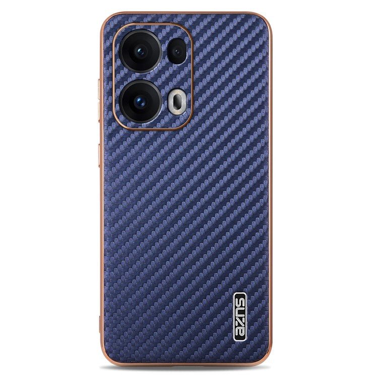 AZNS For Oppo Reno13 Pro 5G Case Electroplating Carbon Fiber Texture PU + TPU Phone Cover - Blue