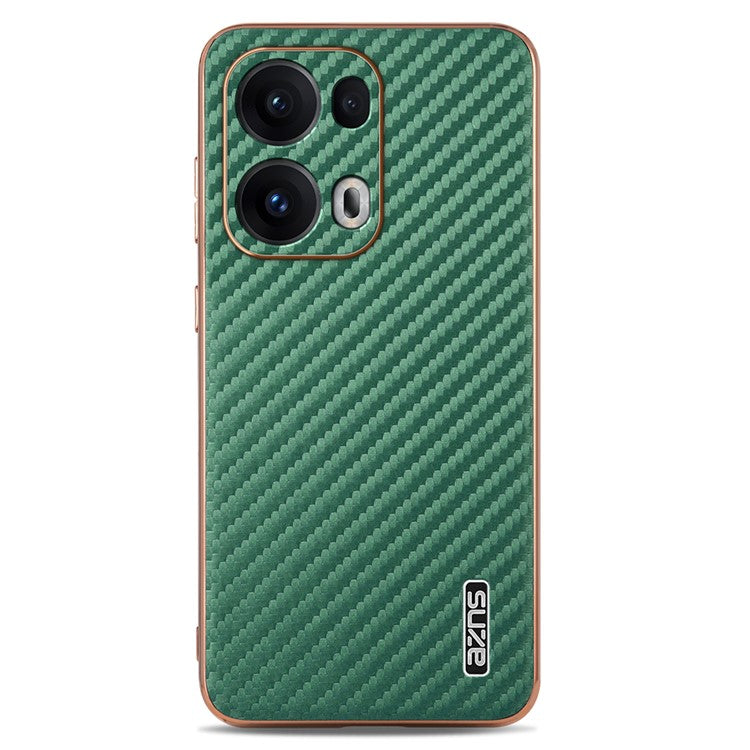 AZNS For Oppo Reno13 Pro 5G Case Electroplating Carbon Fiber Texture PU + TPU Phone Cover - Green