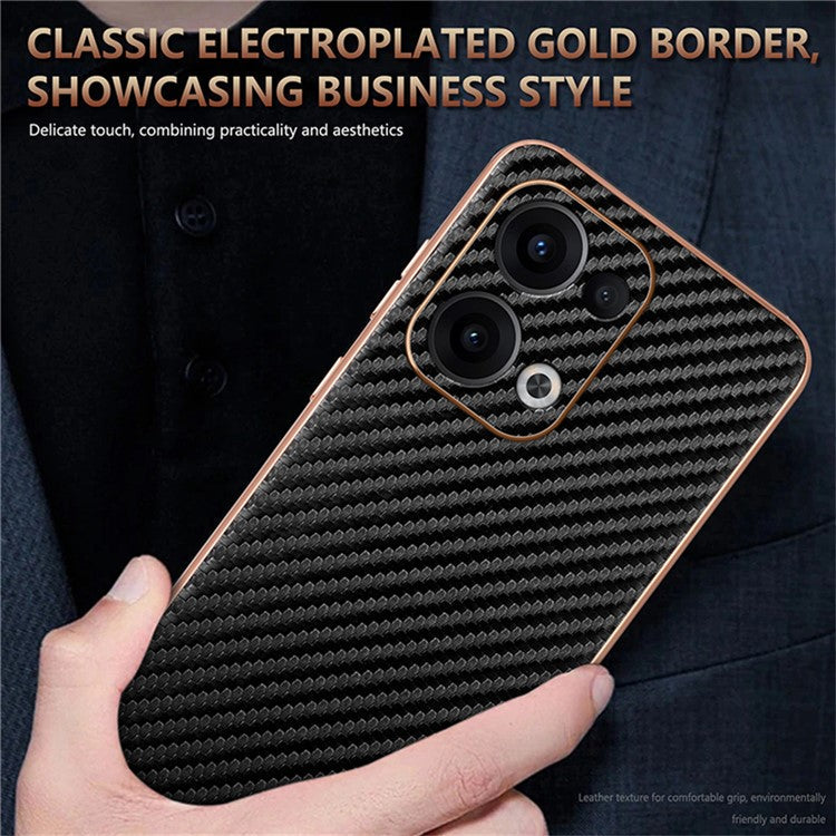AZNS For Oppo Reno13 5G (Global) Case Electroplating Carbon Fiber Texture PU + TPU Phone Cover - Brown
