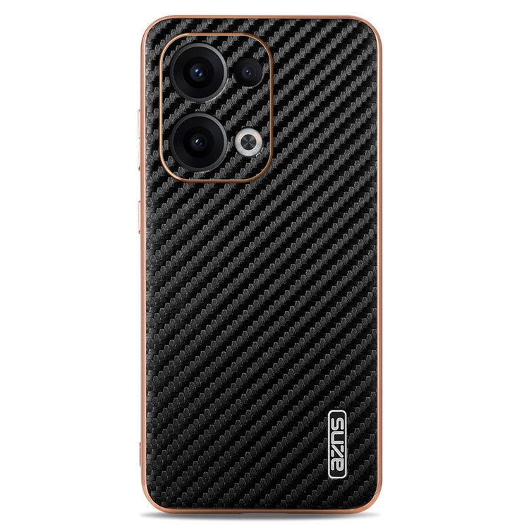 AZNS For Oppo Reno13 5G (Global) Case Electroplating Carbon Fiber Texture PU + TPU Phone Cover - Black
