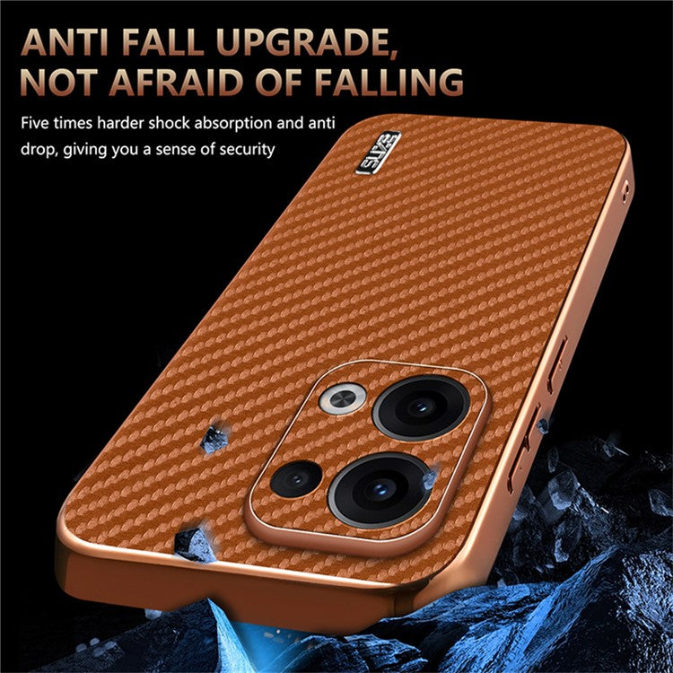 AZNS For Oppo Reno13 5G (Global) Case Electroplating Carbon Fiber Texture PU + TPU Phone Cover - Black