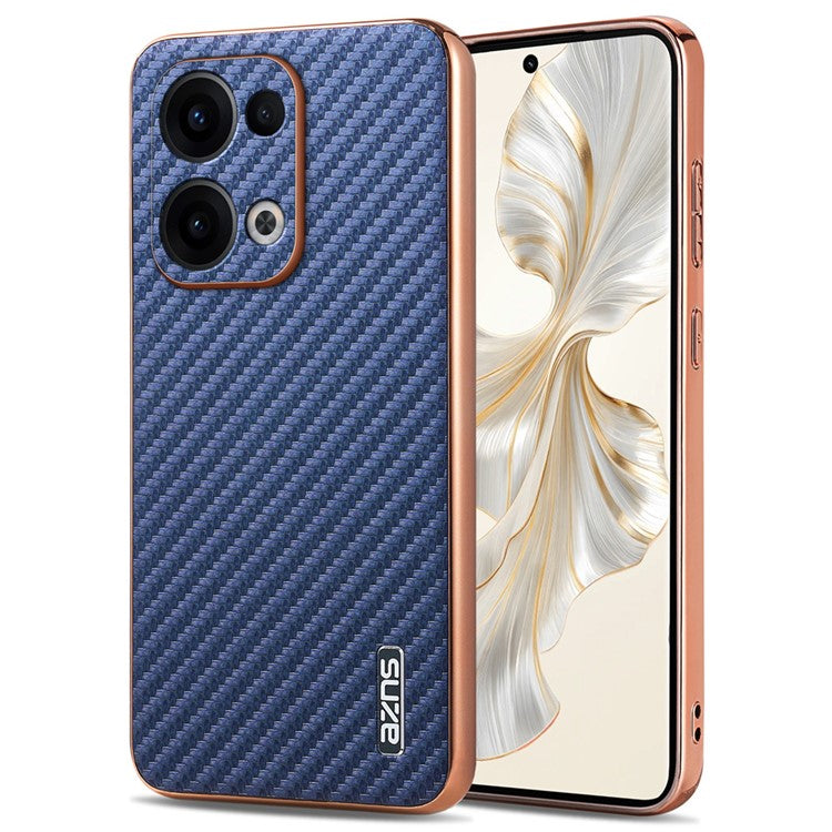 AZNS For Oppo Reno13 5G (Global) Case Electroplating Carbon Fiber Texture PU + TPU Phone Cover - Blue