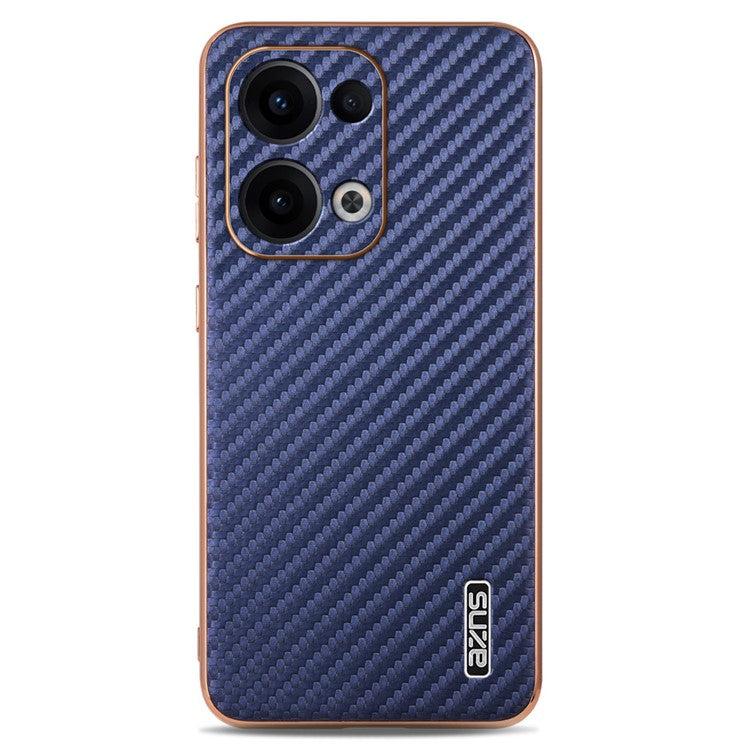 AZNS For Oppo Reno13 5G (Global) Case Electroplating Carbon Fiber Texture PU + TPU Phone Cover - Blue