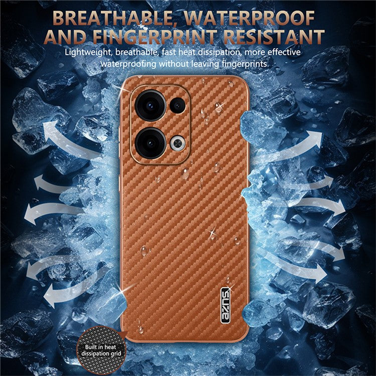 AZNS For Oppo Reno13 5G (Global) Case Electroplating Carbon Fiber Texture PU + TPU Phone Cover - Blue
