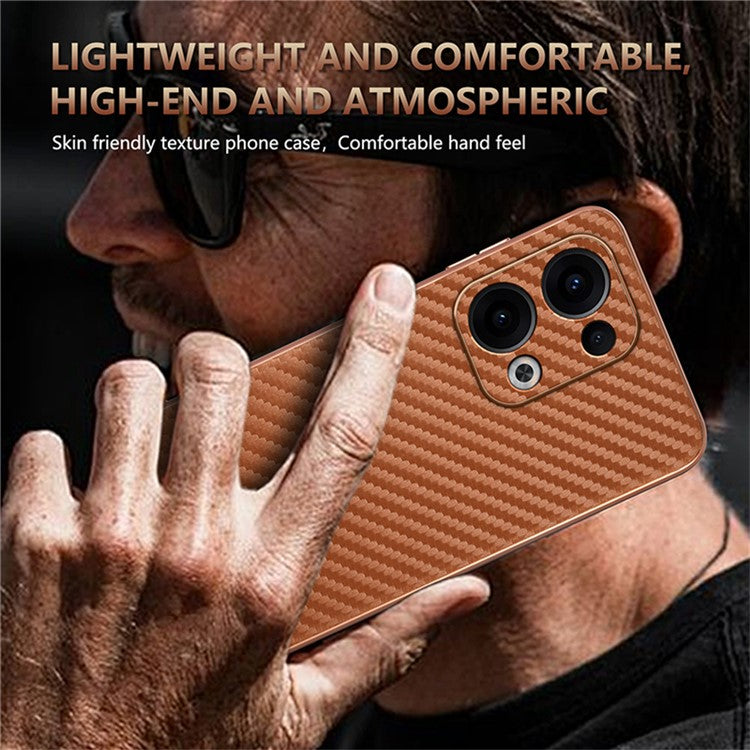 AZNS For Oppo Reno13 5G (Global) Case Electroplating Carbon Fiber Texture PU + TPU Phone Cover - Blue