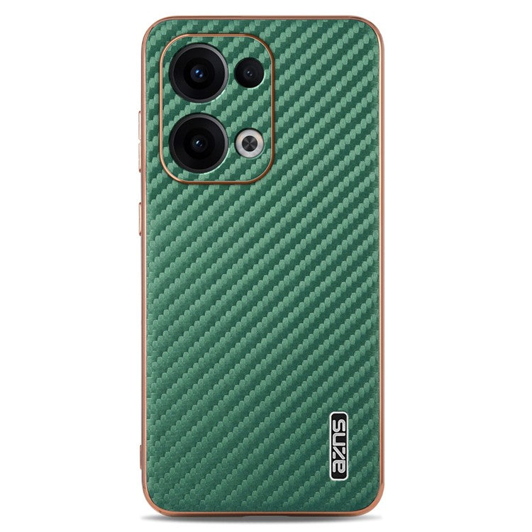 AZNS For Oppo Reno13 5G (Global) Case Electroplating Carbon Fiber Texture PU + TPU Phone Cover - Green