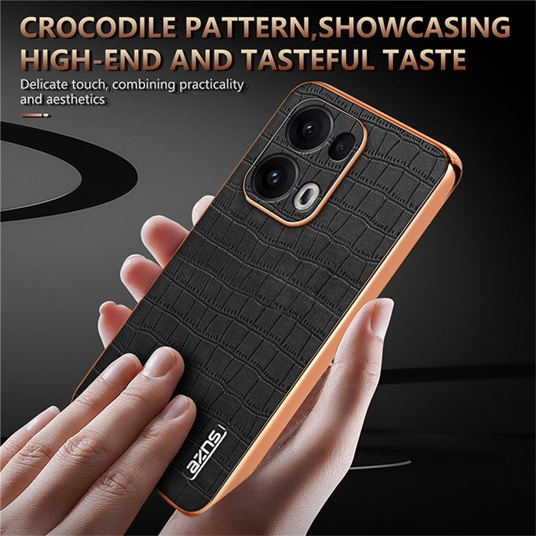 AZNS For Oppo Reno13 Pro 5G Case Electroplating Crocodile Texture PU + TPU Phone Cover - Brown