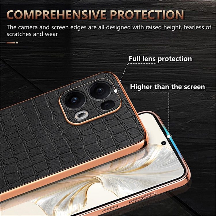 AZNS For Oppo Reno13 Pro 5G Case Electroplating Crocodile Texture PU + TPU Phone Cover - Blue