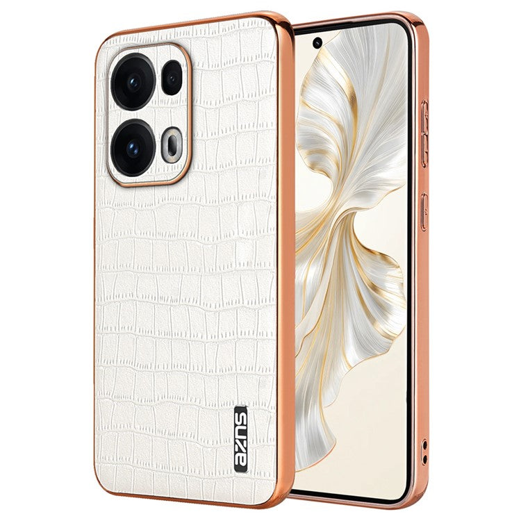 AZNS For Oppo Reno13 Pro 5G Case Electroplating Crocodile Texture PU + TPU Phone Cover - White