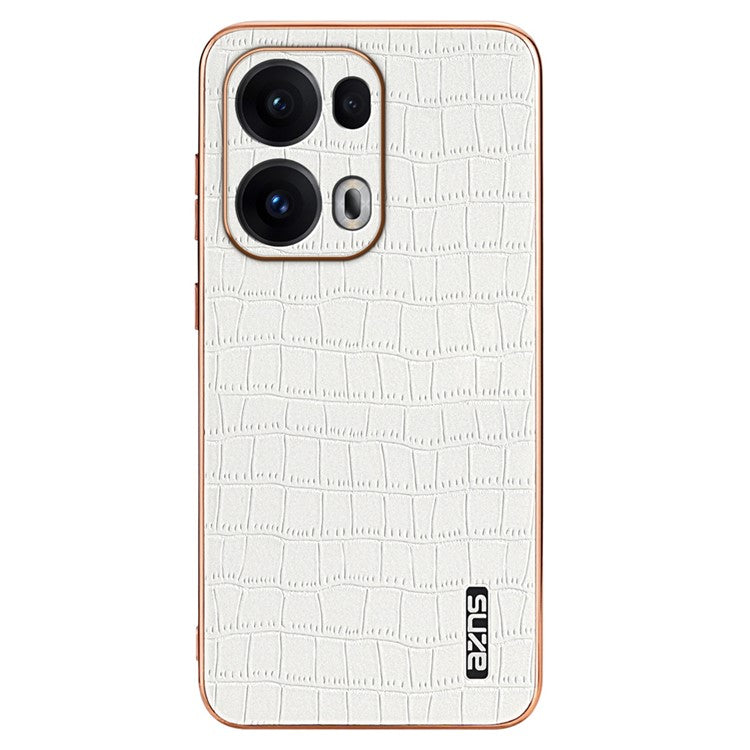 AZNS For Oppo Reno13 Pro 5G Case Electroplating Crocodile Texture PU + TPU Phone Cover - White